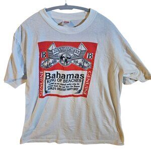 Vintage Bahamas parody shirt King of Beaches Budweiser Single Stitch